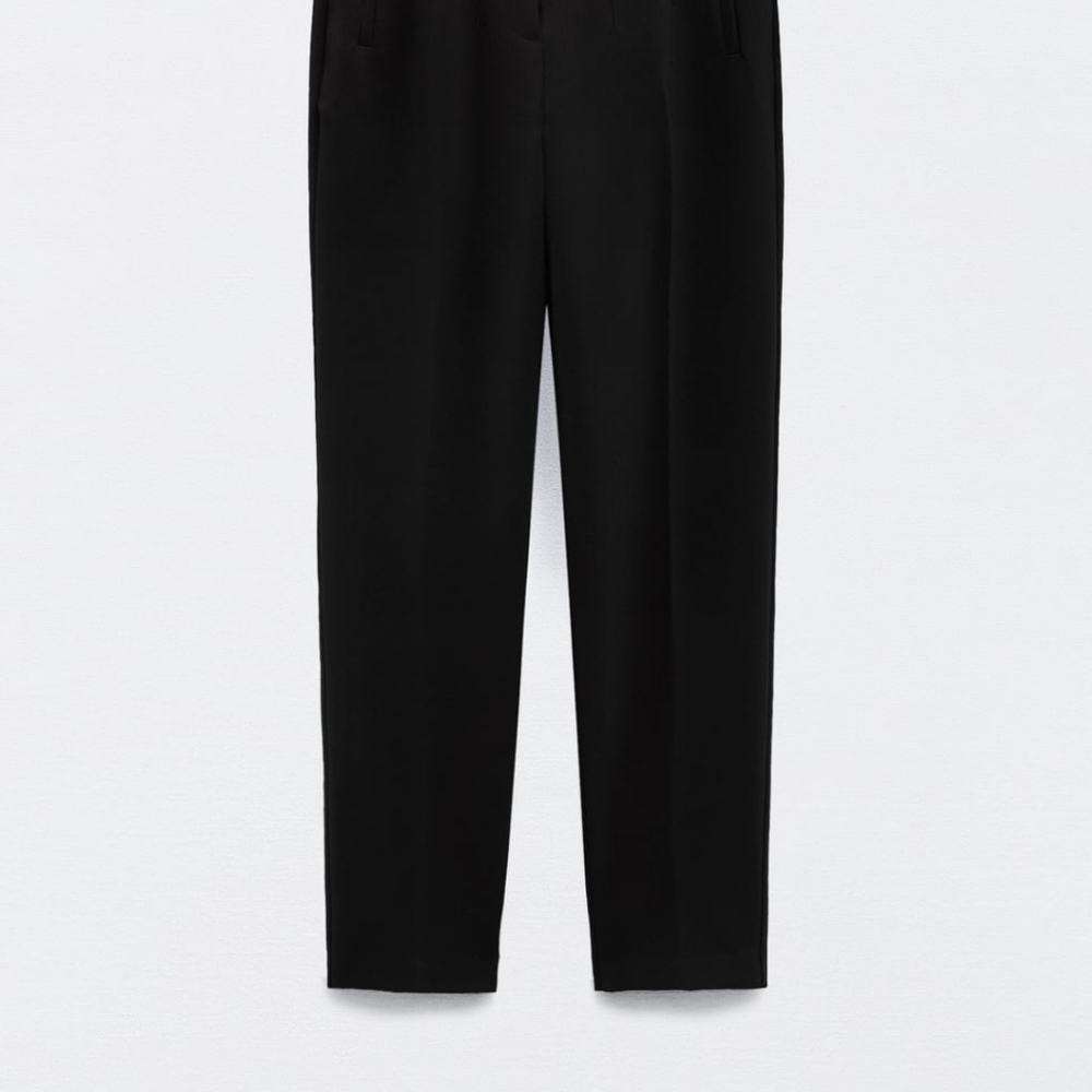 ZARA black  HIGH-WAISTED PLEATED PANTS WITH DARTS TROUSERS